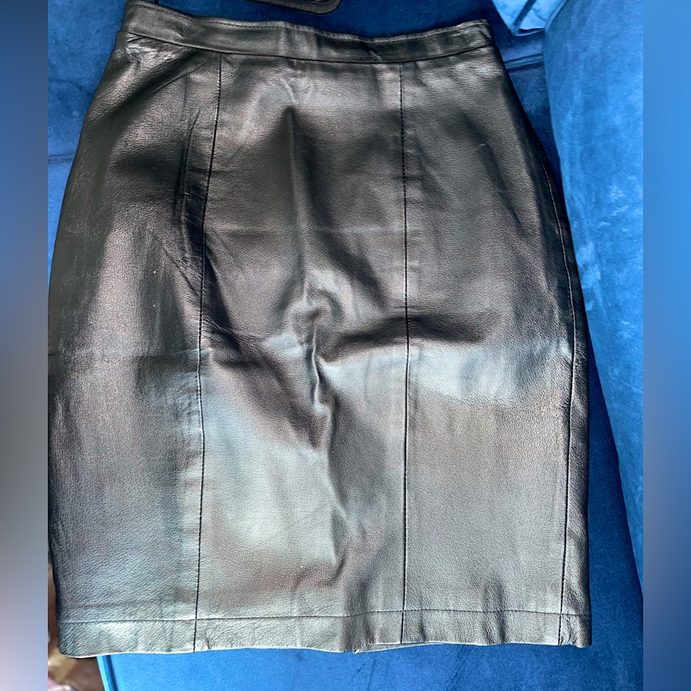 Black Genuine Leather Skirt.